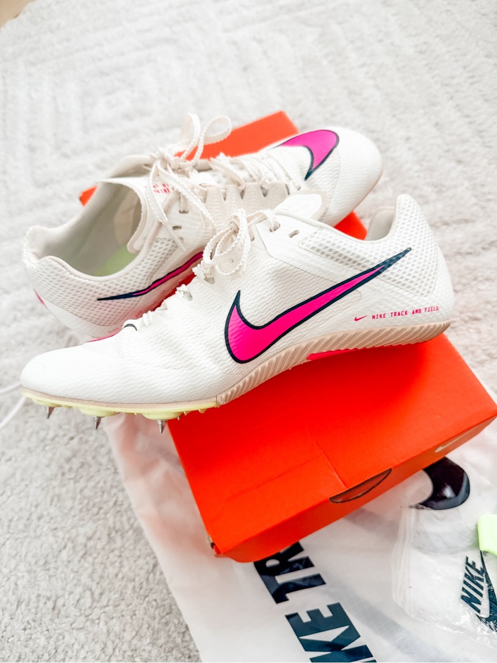 Nike Zoom Rival Sprint Track Shoes Sail/Fierce Pink - W Size 8 M Size 6.5 - Picture 2 of 8